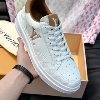 লুইস ভিত্টন LV Trainer সাদা বাদামি লো-টপ প্ল্যাটফর্ম সোল লাইফস্টাইল স্নিকার