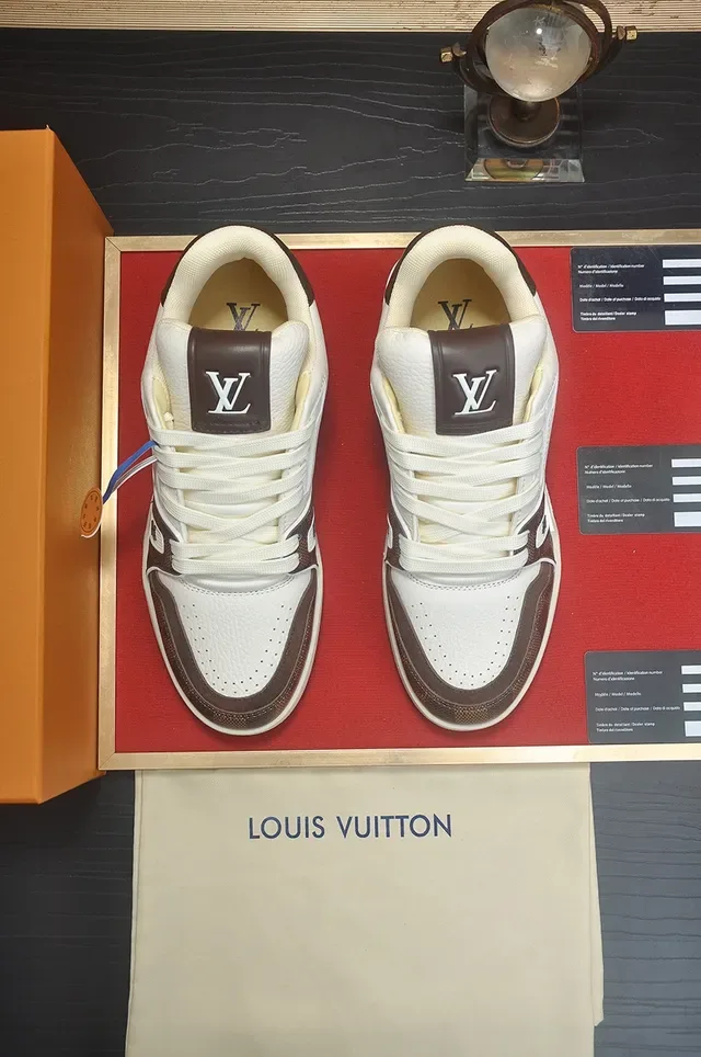 Louis Vuitton LV Trainer White Brown Monogram Canvas Leather Lifestyle Sneakers 5