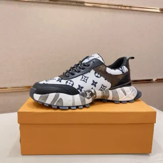 Louis Vuitton LV Trainer Blanco Marrón Monogram-Print Canvas Negro Cuero Accents Lifestyle Sneakers
