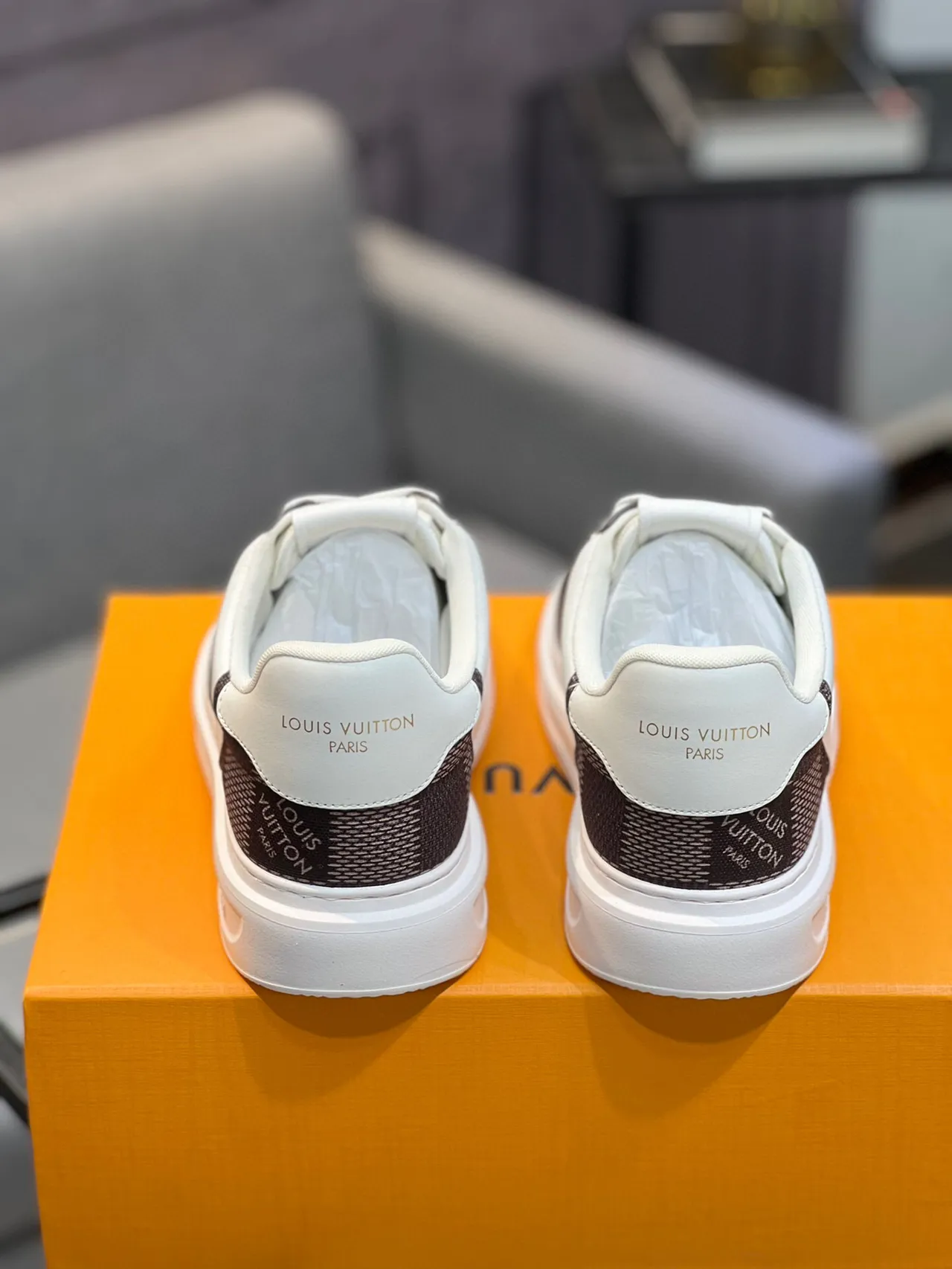 Louis Vuitton LV Trainer White Brown Perforated Leather Monogrammed Textile Lifestyle Sneakers 8
