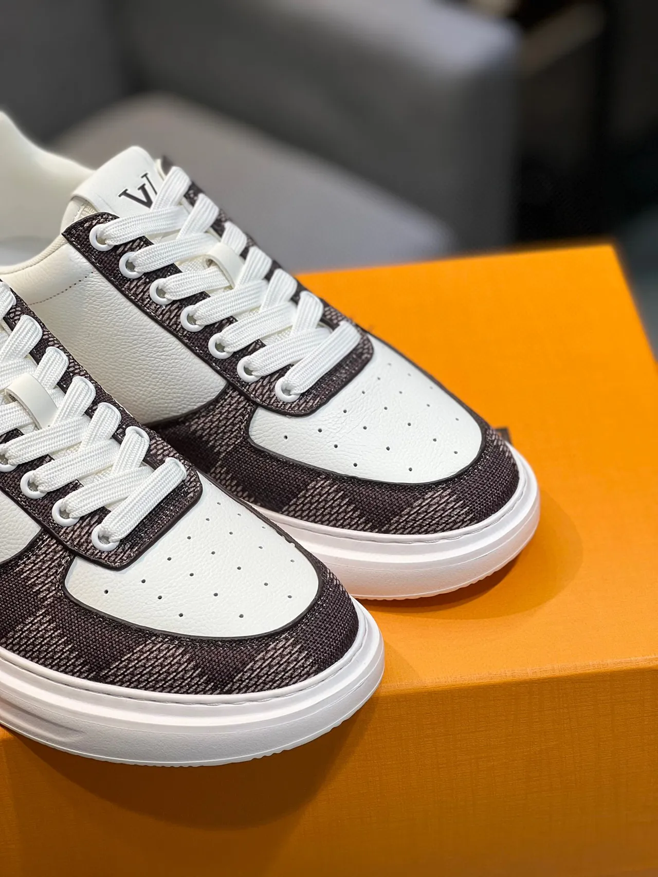 Louis Vuitton LV Trainer White Brown Perforated Leather Monogrammed Textile Lifestyle Sneakers 9