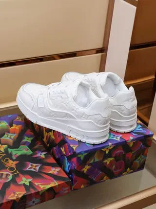 Louis Vuitton LV Trainer White Embossed Monogram Leather Chunky Layered Sole Lifestyle Sneakers 4