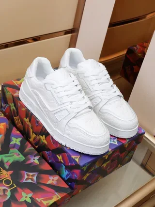 Louis Vuitton LV Trainer White Embossed Monogram Leather Chunky Layered Sole Lifestyle Sneakers 5