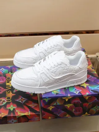 Louis Vuitton LV Trainer White Embossed Monogram Leather Chunky Layered Sole Lifestyle Sneakers 8