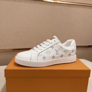 Louis Vuitton LV Trainer White Gray Monogram Canvas Leather Toe Cap Lifestyle Sneakers