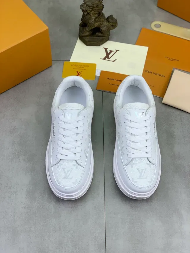 Louis Vuitton LV Trainer White Gray Monogram-Print Leather Low-Top Lifestyle Sneakers 5