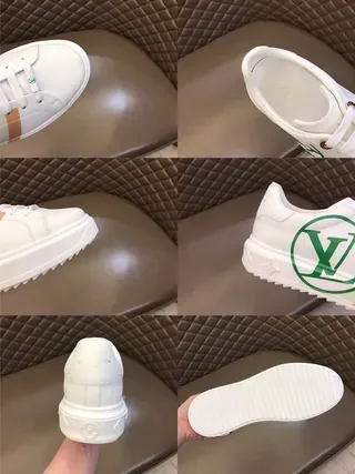 Louis Vuitton LV Trainer White Green Leather Upper Circular Monogram Lifestyle Sneakers 2
