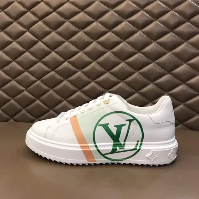 Louis Vuitton LV Trainer White Green Leather Upper Circular Monogram Lifestyle Sneakers 4