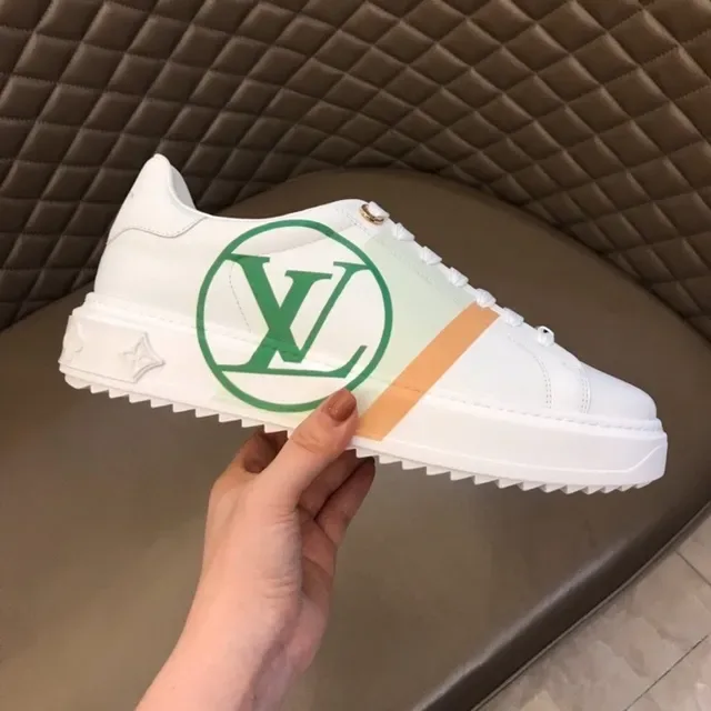 Louis Vuitton LV Trainer White Green Leather Upper Circular Monogram Lifestyle Sneakers 6