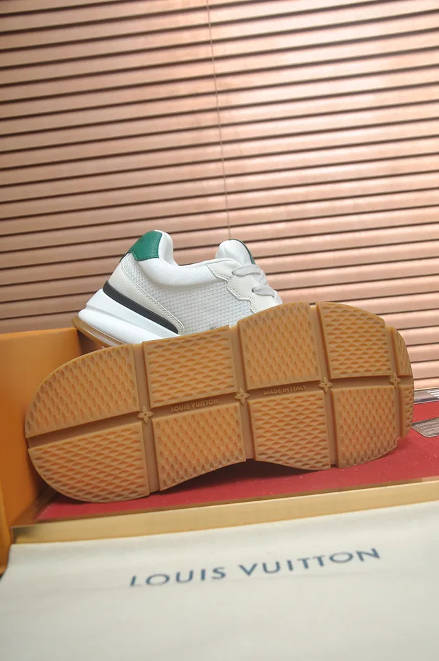 Louis Vuitton LV Trainer White Green Mesh Upper Sculpted Midsole Lifestyle Sneakers 3