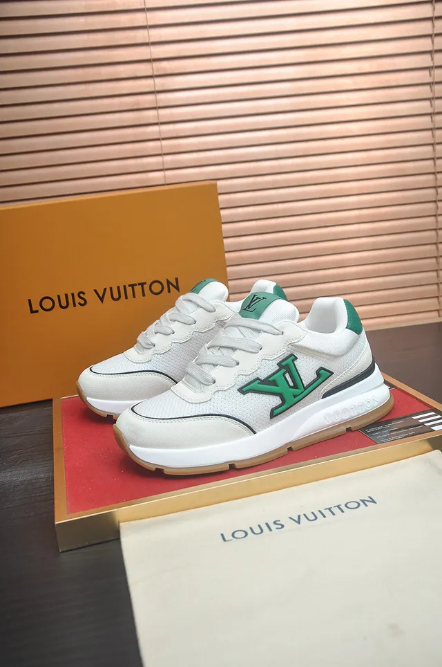 Louis Vuitton LV Trainer White Green Mesh Upper Sculpted Midsole Lifestyle Sneakers 4