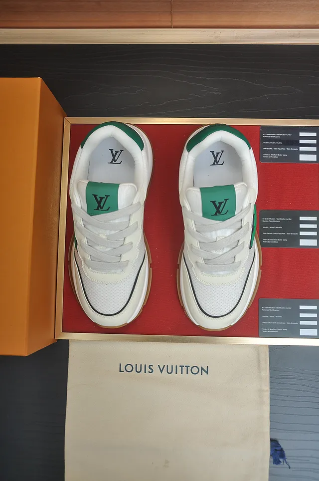 Louis Vuitton LV Trainer White Green Mesh Upper Sculpted Midsole Lifestyle Sneakers 5