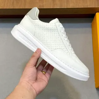 Louis Vuitton LV Trainer White Monogram-Print Leather Thick Layered Sole Lifestyle Sneakers