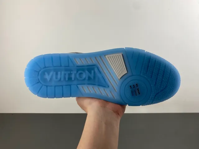 Louis Vuitton LV Trainer White Navy Layered Leather And Patent Construction Monogram Embossing Lifestyle Sneakers 9