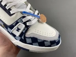 Louis Vuitton LV Trainer White Navy Low-Top Checkerboard Damier Azur Lifestyle Sneakers 2
