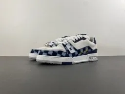 Louis Vuitton LV Trainer White Navy Low-Top Checkerboard Damier Azur Lifestyle Sneakers 10