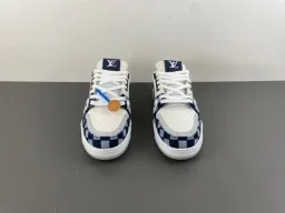 Louis Vuitton LV Trainer White Navy Low-Top Checkerboard Damier Azur Lifestyle Sneakers 11