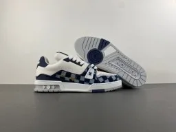 Louis Vuitton LV Trainer White Navy Low-Top Checkerboard Damier Azur Lifestyle Sneakers 12