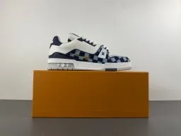 Louis Vuitton LV Trainer White Navy Low-Top Checkerboard Damier Azur Lifestyle Sneakers 15