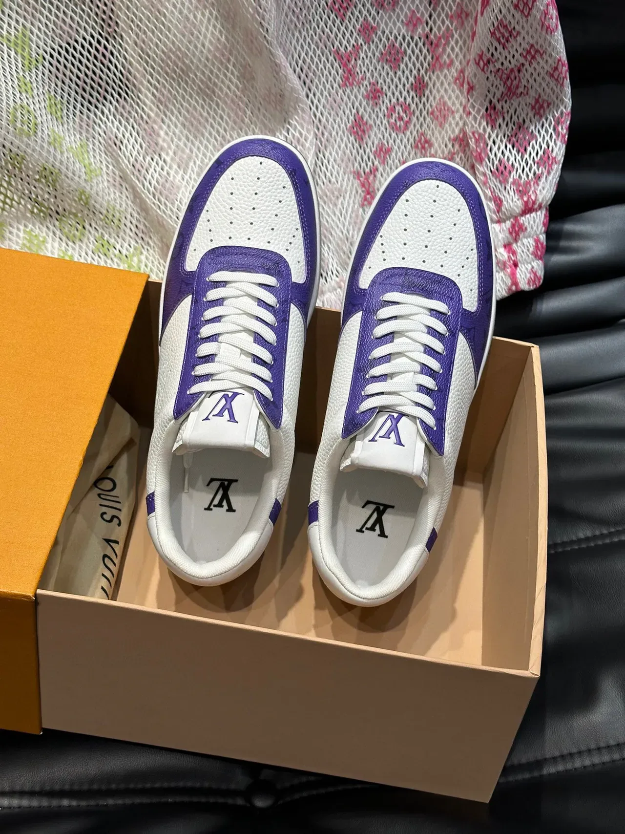 Louis Vuitton LV Trainer White Purple Low-Top Monogram-Printed Lifestyle Sneakers 4