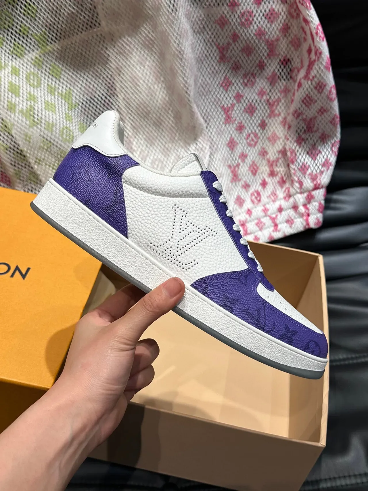 Louis Vuitton LV Trainer White Purple Low-Top Monogram-Printed Lifestyle Sneakers 5