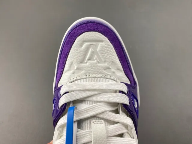 Louis Vuitton LV Trainer White Purple Monogram Leather Patent Cage Lifestyle Sneakers 5