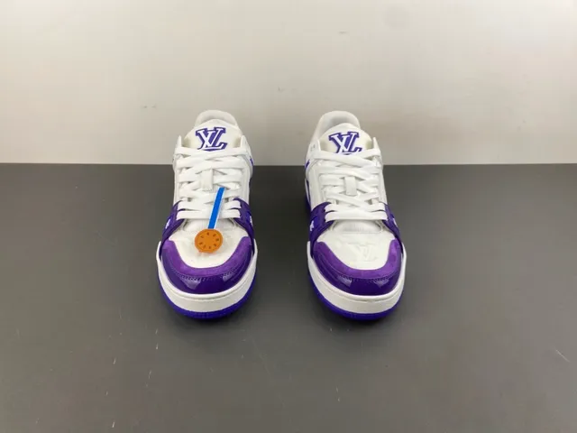 Louis Vuitton LV Trainer White Purple Monogram Leather Patent Cage Lifestyle Sneakers 11