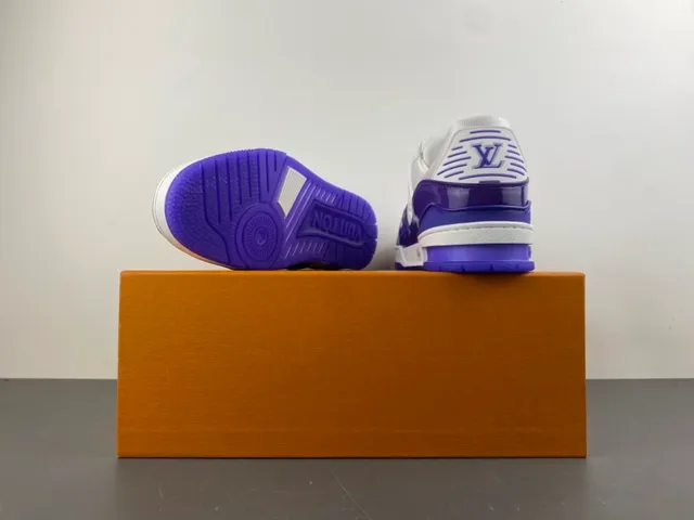 Louis Vuitton LV Trainer White Purple Monogram Leather Patent Cage Lifestyle Sneakers 16