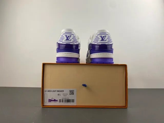 Louis Vuitton LV Trainer White Purple Monogram Leather Patent Cage Lifestyle Sneakers 17