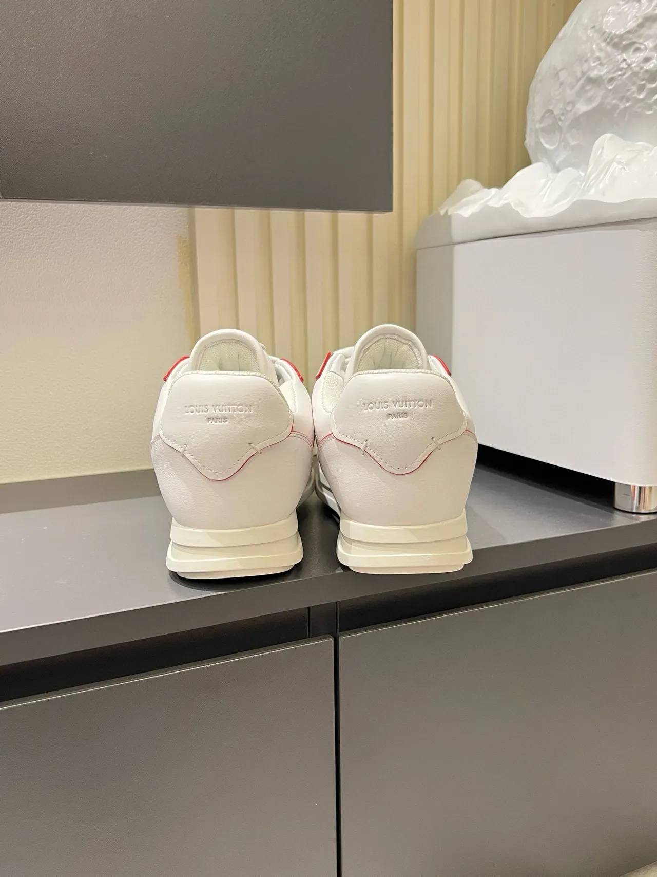 Louis Vuitton LV Trainer White Red Leather Upper Contrast Piping Lifestyle Sneakers 8