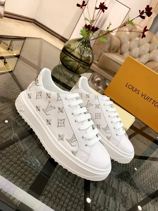 Louis Vuitton LV Trainer White Silver Low-Top Monogram-Print Lifestyle Sneakers 5