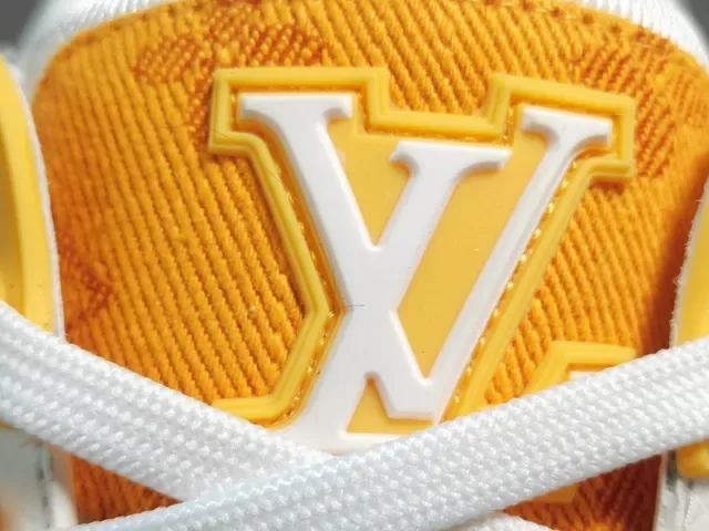Louis Vuitton LV Trainer Yellow White Layered Monogram Textile Asymmetrical Strap Detail Lifestyle Sneakers 7