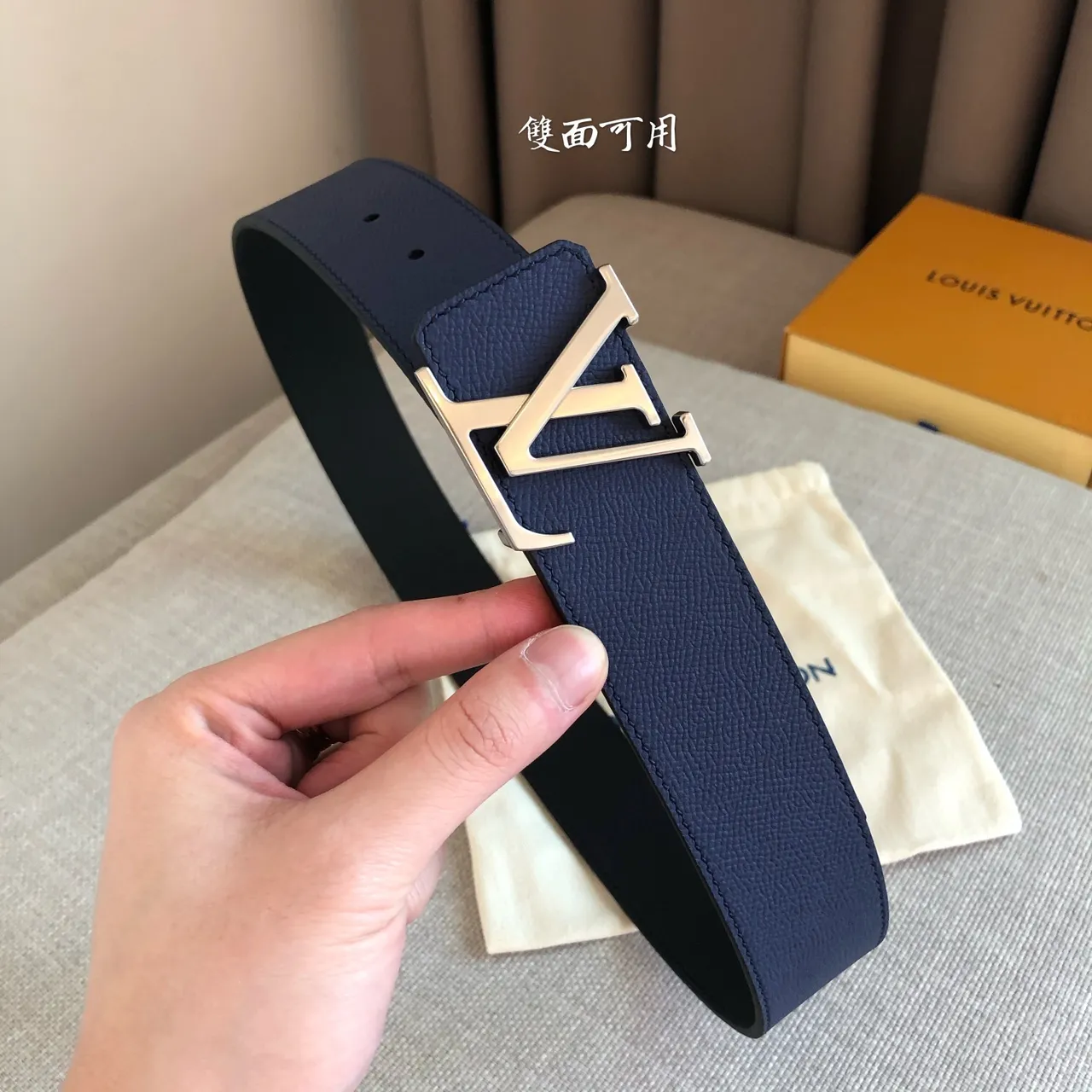Louis Vuitton LV Twist Belt Black and Navy Epi Leather Belt 6