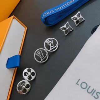 Louis Vuitton Monogram and Floral Motif Stud Earrings