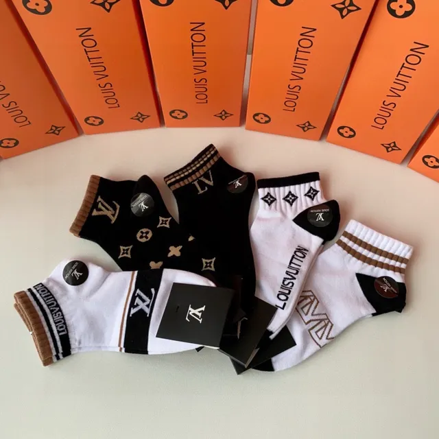 Louis Vuitton Monogram and Logo Ankle Socks 7
