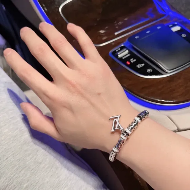 Louis Vuitton Monogram Beads Silver-Tone and White Enamel Bracelet 2