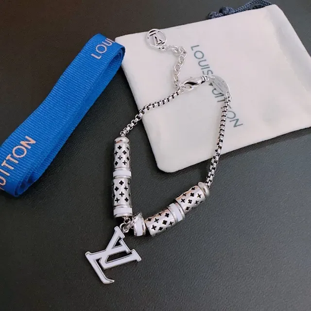 Louis Vuitton Monogram Beads Silver-Tone and White Enamel Bracelet 5