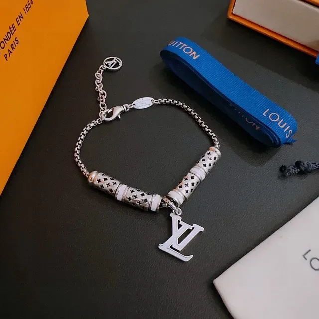 Louis Vuitton Monogram Beads Silver-Tone and White Enamel Bracelet 9