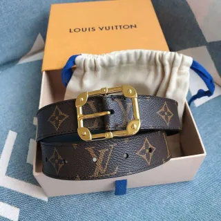 Louis Vuitton Monogram Belt Brown Gold Canvas Hardware Leather Belt