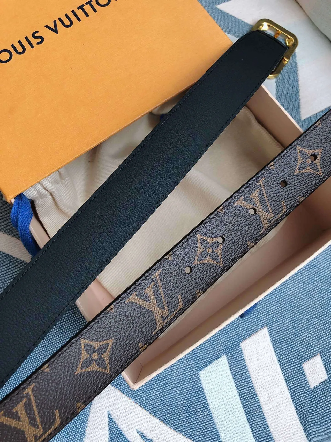 Louis Vuitton Monogram Belt Brown Gold Canvas Hardware Leather Belt 8