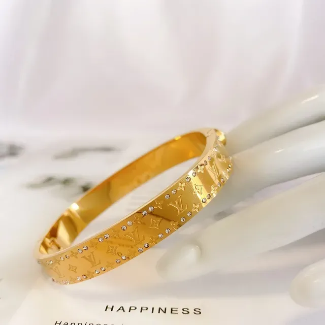 Louis Vuitton Monogram Bracelet Gold Silver Crystal-Accented Bracelet 6