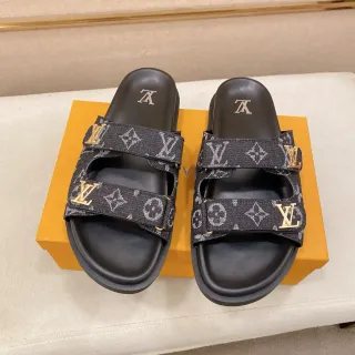 Louis Vuitton Monogram Canvas Double-Strap Slide Slippers