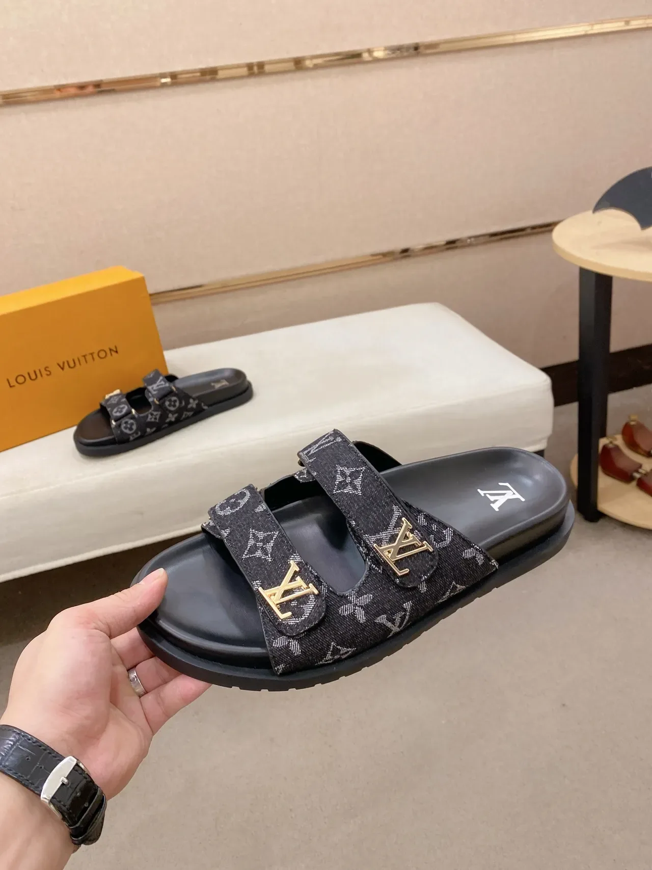 Louis Vuitton Monogram Canvas Double-Strap Slide Slippers 4