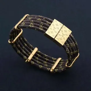 Louis Vuitton Monogram Canvas Wrap Bracelet Black Gold Monogrammed Bracelet