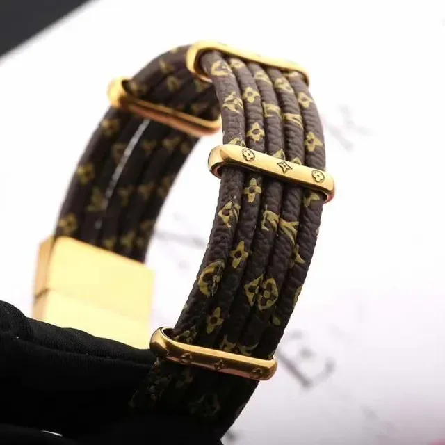 Louis Vuitton Monogram Canvas Wrap Bracelet Black Gold Monogrammed Bracelet 3