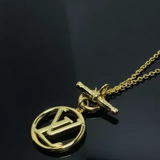 Louis Vuitton Monogram Circular Pendant Gold-Tone Necklace