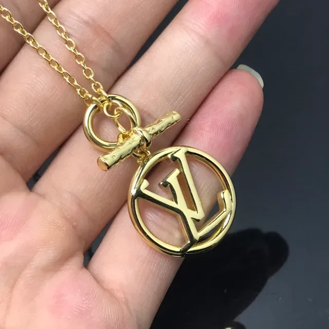 Louis Vuitton Monogram Circular Pendant Gold-Tone Necklace 2