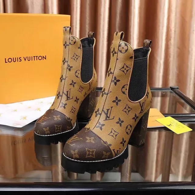 Louis Vuitton Monogram Contrast-Panel Chunky Platform Ankle Boots 2