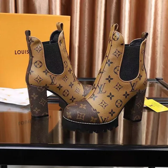 Louis Vuitton Monogram Contrast-Panel Chunky Platform Ankle Boots 4