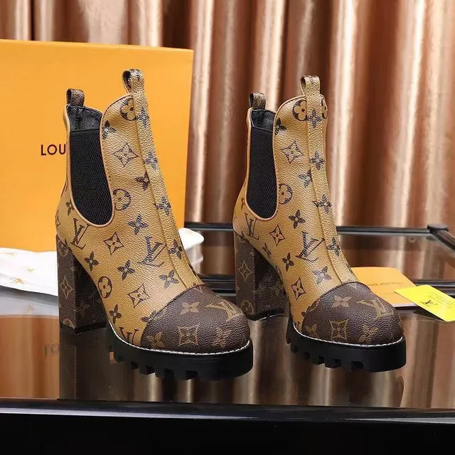 Louis Vuitton Monogram Contrast-Panel Chunky Platform Ankle Boots 5